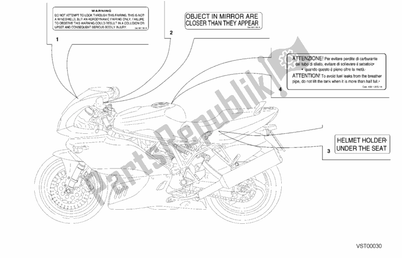 Toutes les pièces pour le étiquettes D'avertissement Usa du Ducati Supersport 750 SS 2000